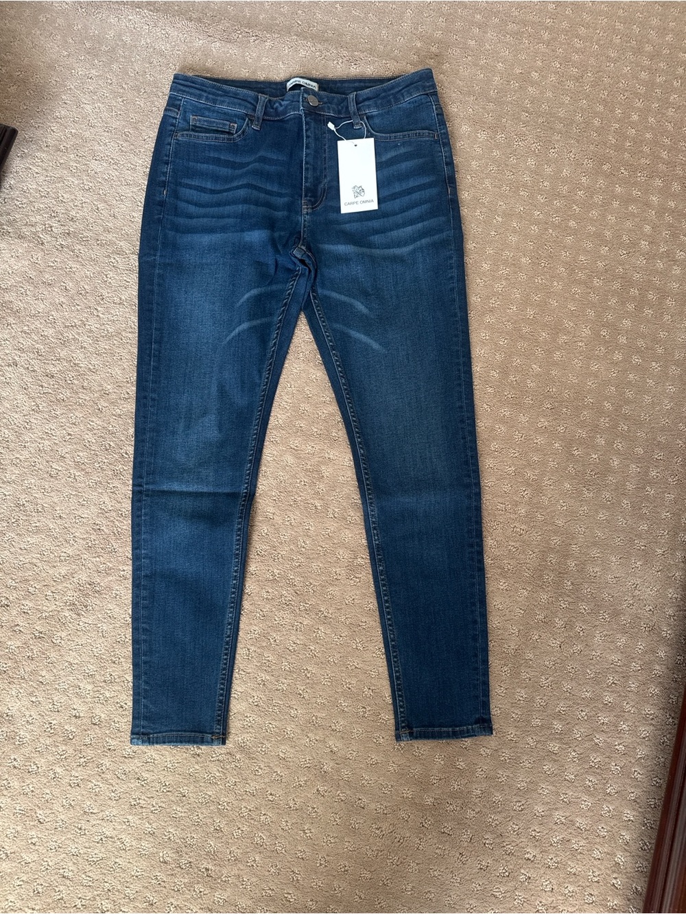 Men's Skinny Jeans in Dark Blue Stretch Denim - Unbranded